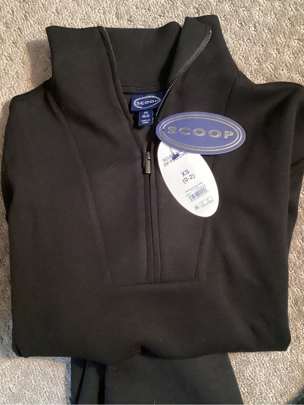 Scoop 🆕 Scuba Black Half-Zip Sweatshirt & Cargo Jogger Set, light fabric, XS - Picture 2 of 15